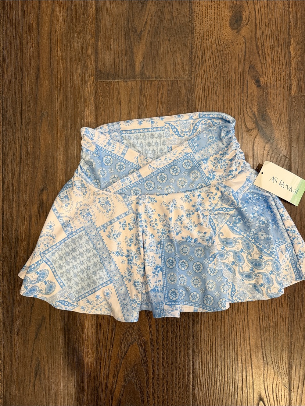 Altar'd State Blue & White Paisley Panel Skort